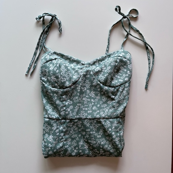 Green Floral Midi Dress (never worn) - Picture 4 of 4